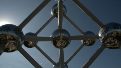 atomium, building, chrome