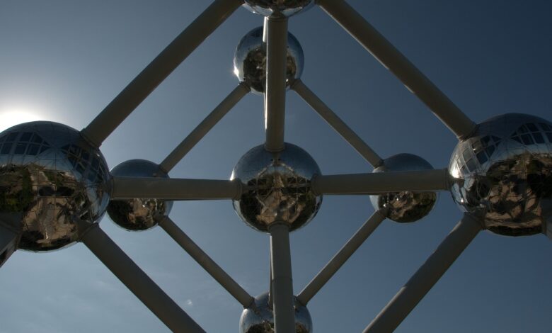 atomium, building, chrome