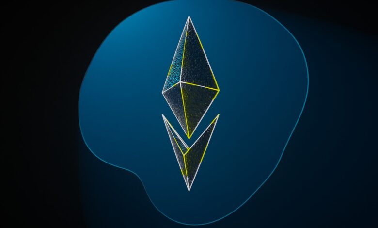 a stylized image of a blue and yellow diamond