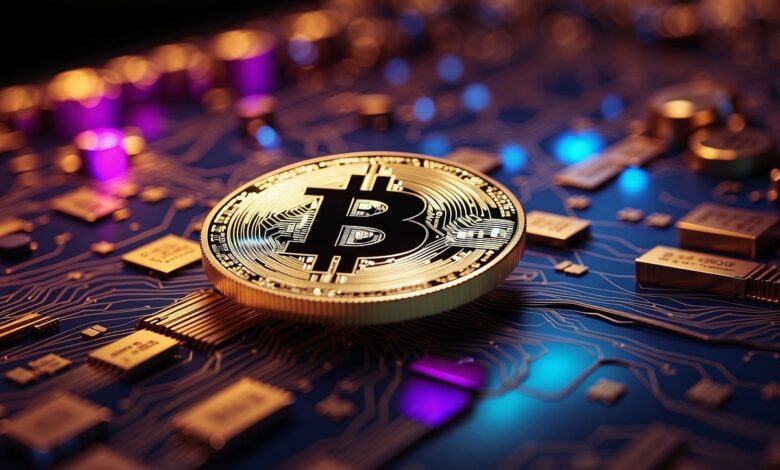 bitcoin, circuit board, cryptocurrency