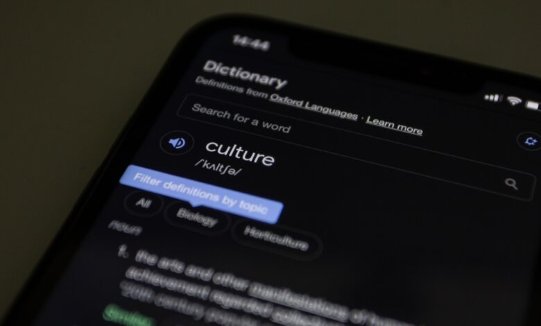 a close up of a cell phone with a dictionary on the screen