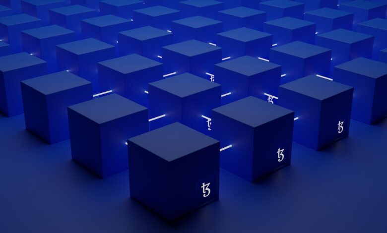 a group of blue cubes with numbers on them